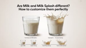 Milk vs milk splash comparison showing difference between regular milk and splash milk customization