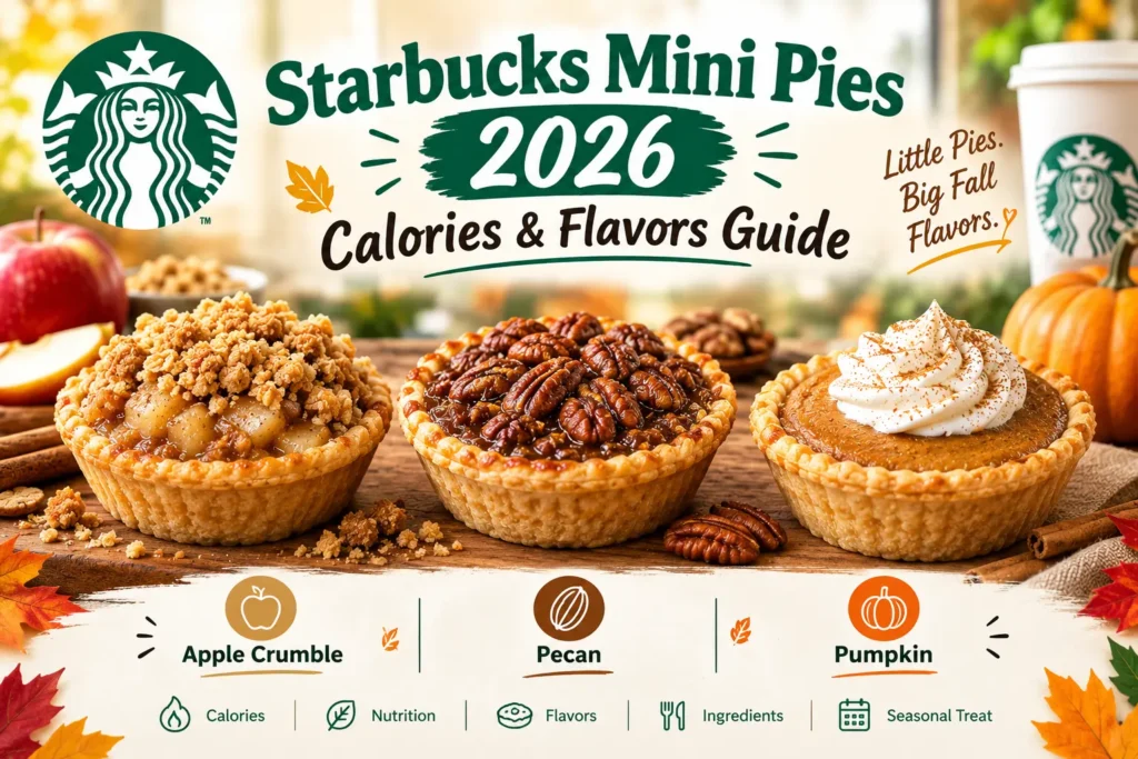 Starbucks Mini Pies 2026 with different flavors and calorie information